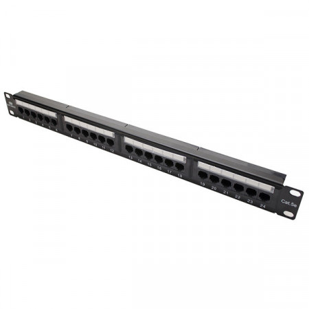 Коммутационная панель кат.5е, UTP, 19", 1U, 24хRJ45, 568A/В, черный Коммутационная панель кат.5е, UTP, 19", 1U, 24хRJ45, 568A/В, черный